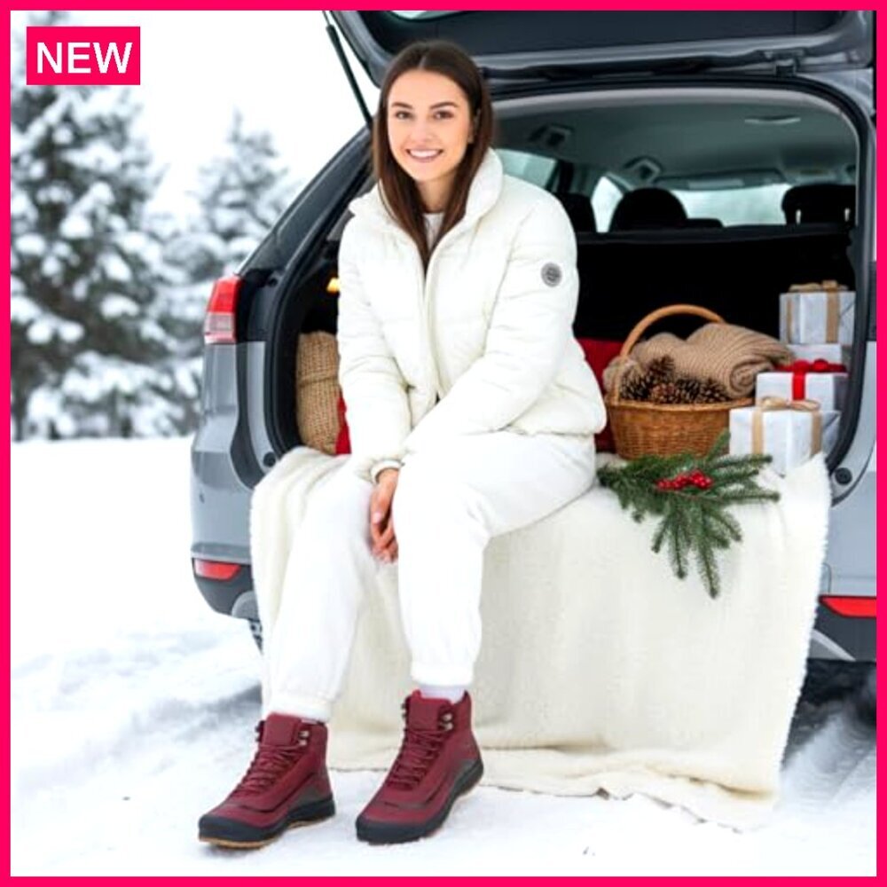 Waterproof Winter Boots Women's Ankle Fur Lined Lightweight Insulated Snow Shoes - Picture 4 of 8